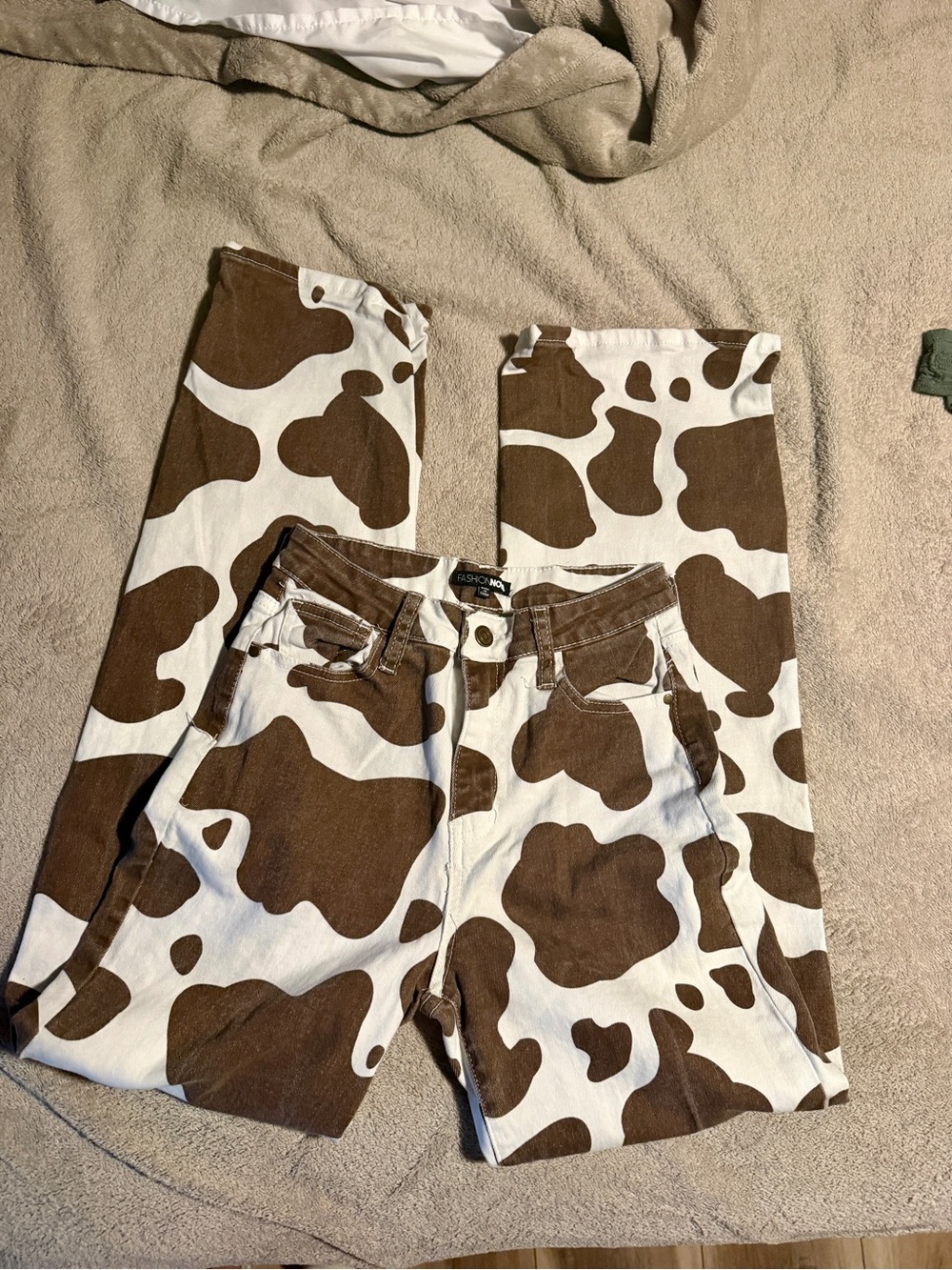 Fashion Nova Cow Print Brown and White Pants